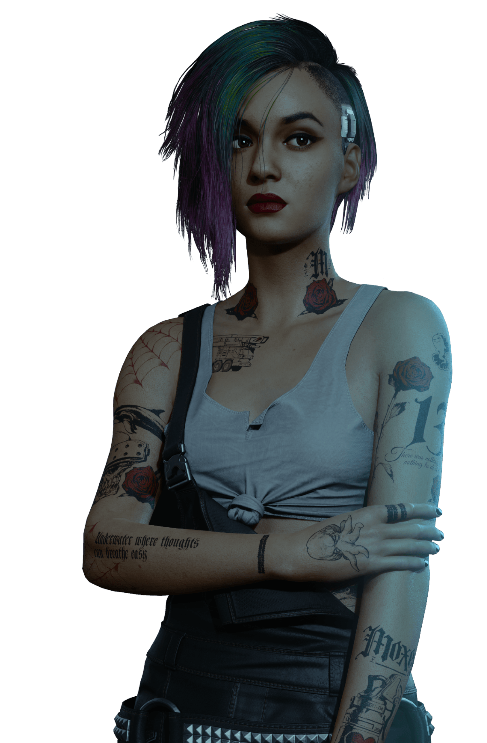 woman looking at Welcome to Night City